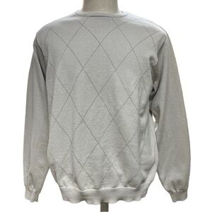 IZOD Men’s Beige Diamond Pattern Crew‎ Neck Sweater Size Large